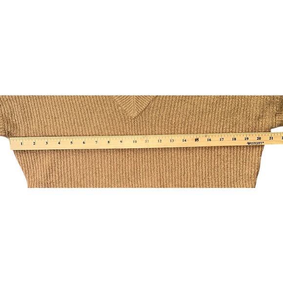 NWT Express V-Neck Faux-Fur Cuff Stretch Gold Sweater XS - Picture 3 of 6